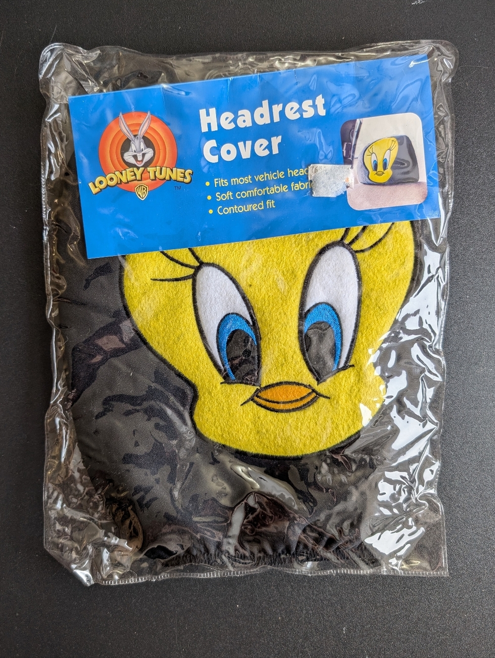 90s Looney Tunes Tweety Headrest Cover - Yellow & Black